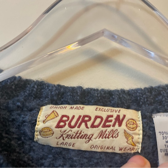 Burden Knitting Mills Vintage Union Made Dark Blue Sweater - Medium - Picture 5 of 7